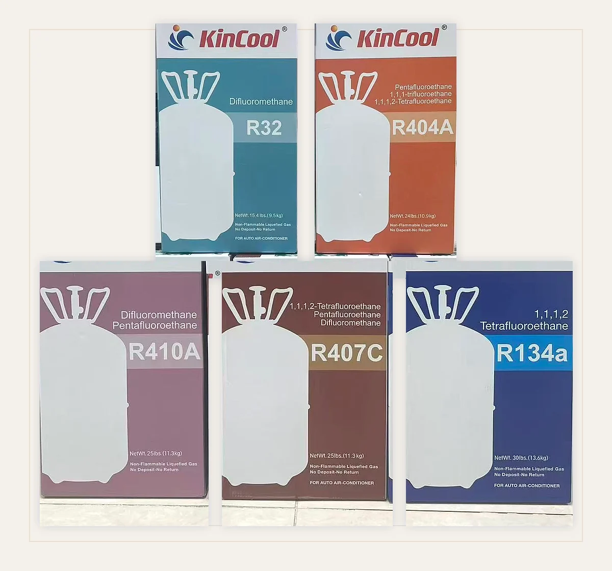 Earlier KinCool product packaging used as historical reference for the VEXEON brand upgrade.